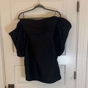 Solace London Black Strapless Mini Dress w/ sleeves